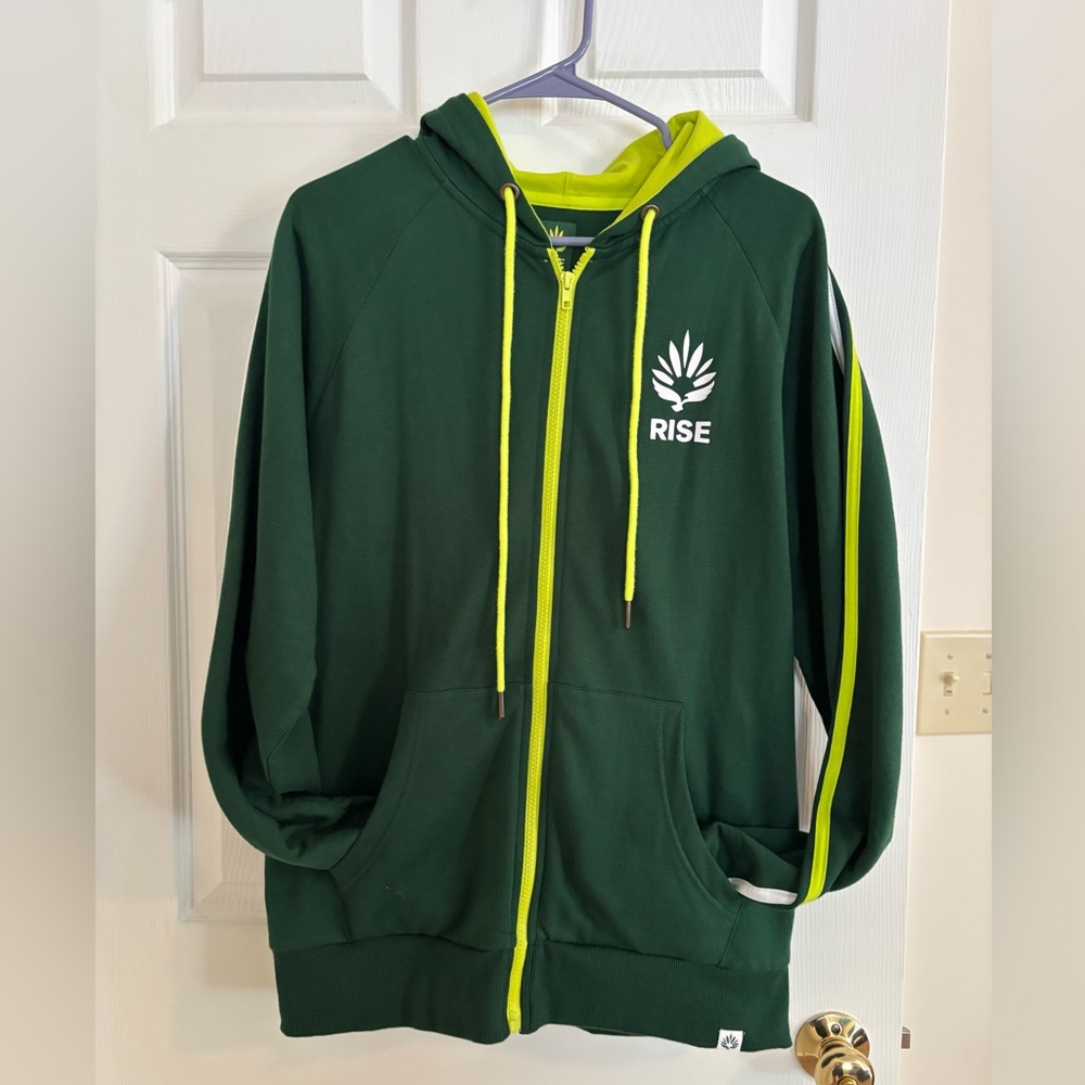 Green Zip-Up Hoodie with Yellow Accents